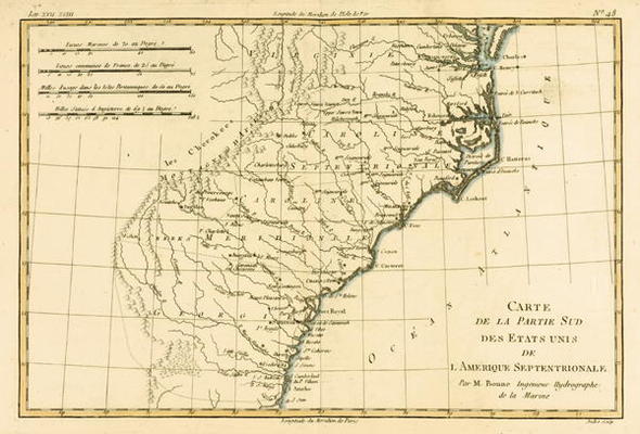 South-east Coast of America, from 'Atlas de Toutes les Parties Connues du Globe Terrestre' by Guilla à Charles Marie Rigobert Bonne