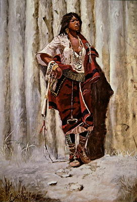 Indian Maid at the Stockade (oil on canvas) à Charles Marion Russell