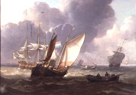 Dutch Three-Masters and Small Craft in a Swell à Charles Martin Powell