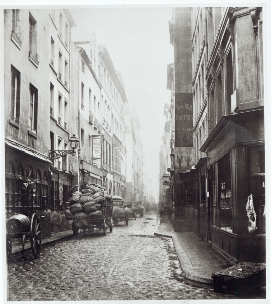 Rue de la Grande Truanderie, from the rue Montorgueil, Paris, 1858-78 (b/w photo)  à Charles Marville
