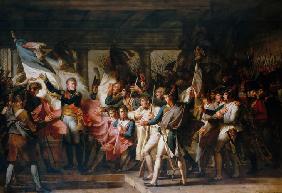 Marshal Ney and the soldiers of the 76th regiment of the line retrieve their colors from the arsenal