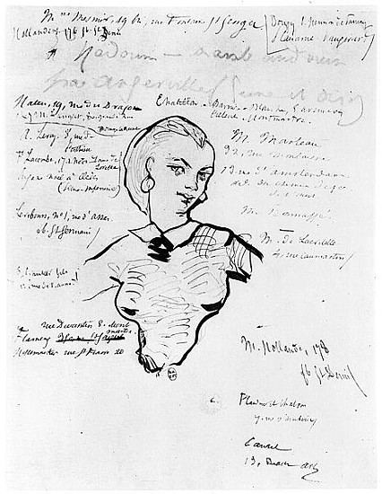 Portrait of Jeanne Duval with notes Auguste Poulet-Malassis (1825-78) 1858-60 à Charles Pierre Baudelaire
