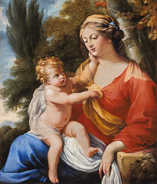 La jeune femme avec l'enfant dans un paysage. à Charles Poerson