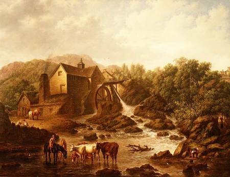 River Scene with Overshot Mill à Charles Towne