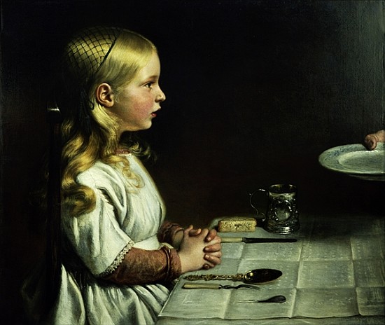 Florence Cope Saying Grace at Dinnertime à Charles West Cope