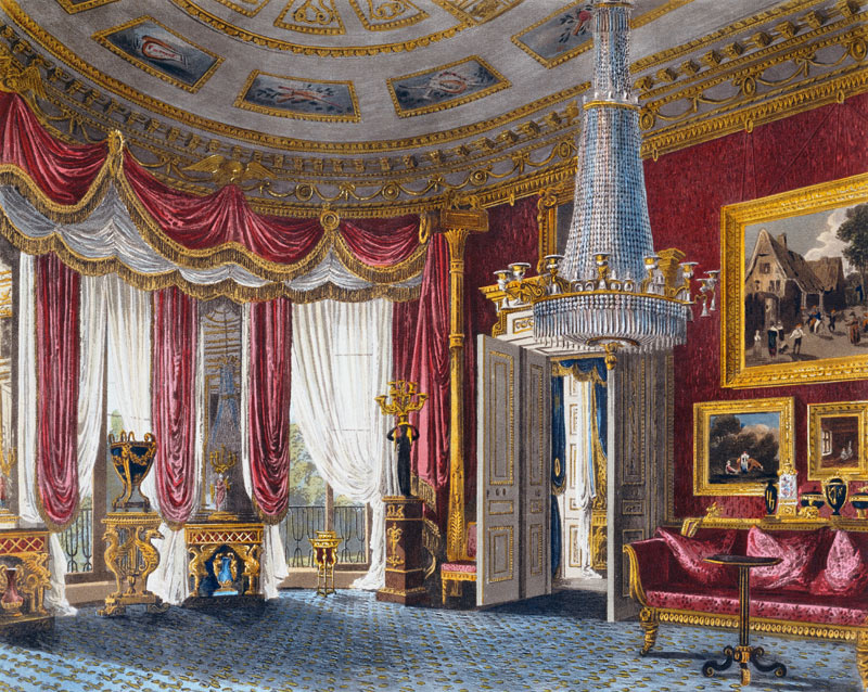 Rose Satin Drawing Room (second view) Carlton House, engraved by R. Reeve (fl.1811-37) from 'The His à Charles Wild