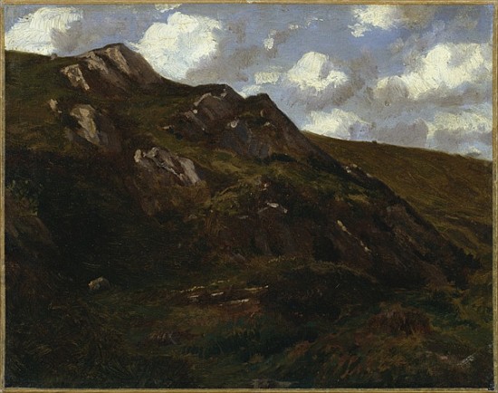 Mountainous landscape (oil on paper mounted on canvas) à Charles Francois Eustache