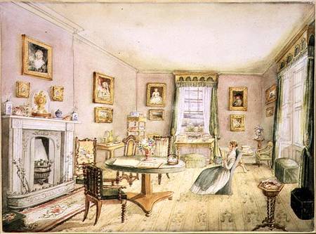 Drawing Room, East Wood, Hay, f.54 from an 'Album of Interiors' à Charlotte Bosanquet