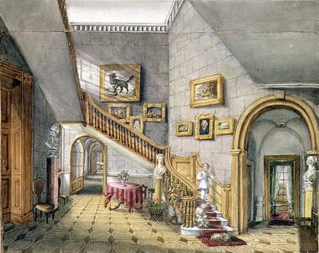 The Staircase, Strood Park, f.26 from an 'Album of Interiors' à Charlotte Bosanquet