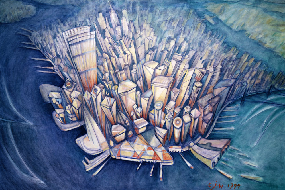 Manhattan from Above, 1994 (oil on canvas)  à Charlotte  Johnson Wahl