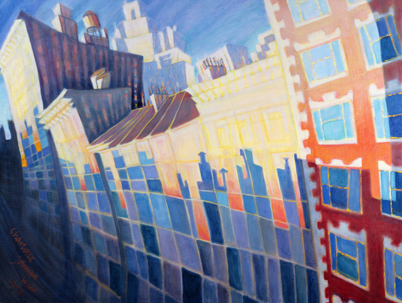 Sunset, Waverly Place, New York City, 1995 (oil on canvas)  à Charlotte  Johnson Wahl