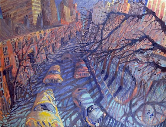Wind on Washington Square, New York City, 1988 (oil on canvas)  à Charlotte  Johnson Wahl