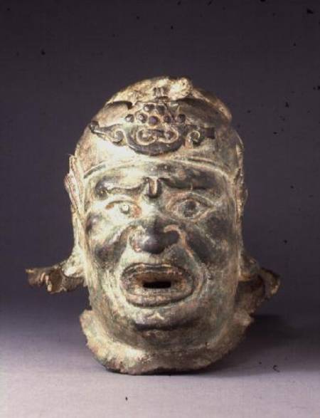Head of a guardian figure, from the entrance of a tomb or temple, possibly a dvarapala, from the ent à Chinese
