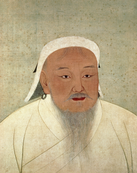 Portrait of Genghis Khan (c.1162-1227), Mongol Khan, founder of the Imperial Dynasty, the Yuan, maki à Ecole chinoise