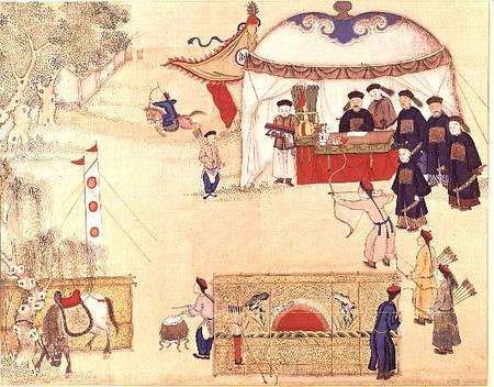 An archery contest, late 18th century à Ecole chinoise