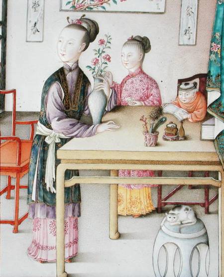 Detail from imperial Canton panel, Qianlong period à Ecole chinoise