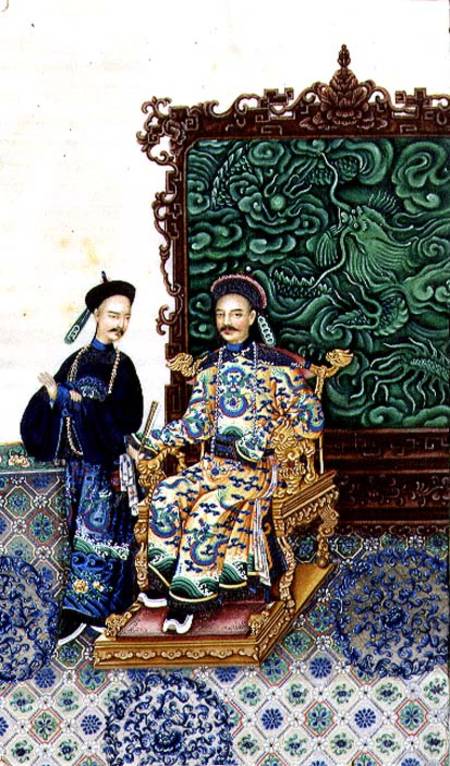 Emperor Seated with a Man à Ecole chinoise