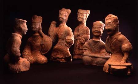 Group of Musicians, Dancers and Servants, Han Dynasty (206 BC-220 AD) à Ecole chinoise
