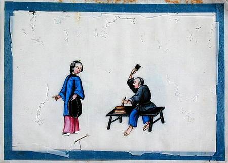 Noblewoman with a tradesman à Ecole chinoise