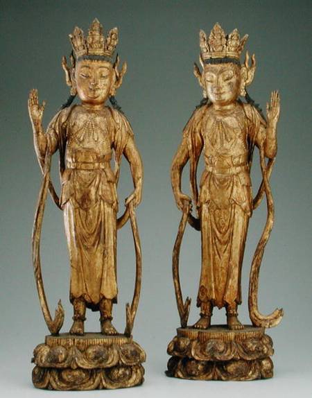 Pair of bodhisattvas, Yuan dynasty à Ecole chinoise