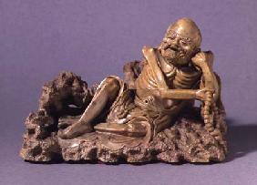 The Emaciated Figure of Lohan, holding a rosary, Qing dynasty