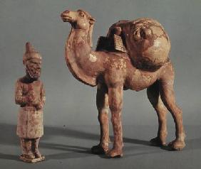 Funerary statuettes of a laden camel and a barbarian caravanner