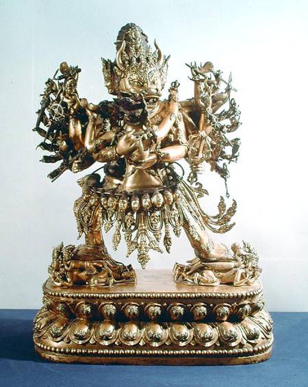 Vajrabhairava, aspect of Yamantaka, the guardian of the law, Qing Dynasty à Ecole chinoise