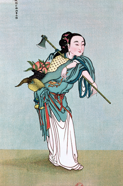 Ma Kou Carrying Medicinal Plants, from a work by Father Henri Dore, late 19th century (colour litho) à Ecole chinoise, (19ème siècle)