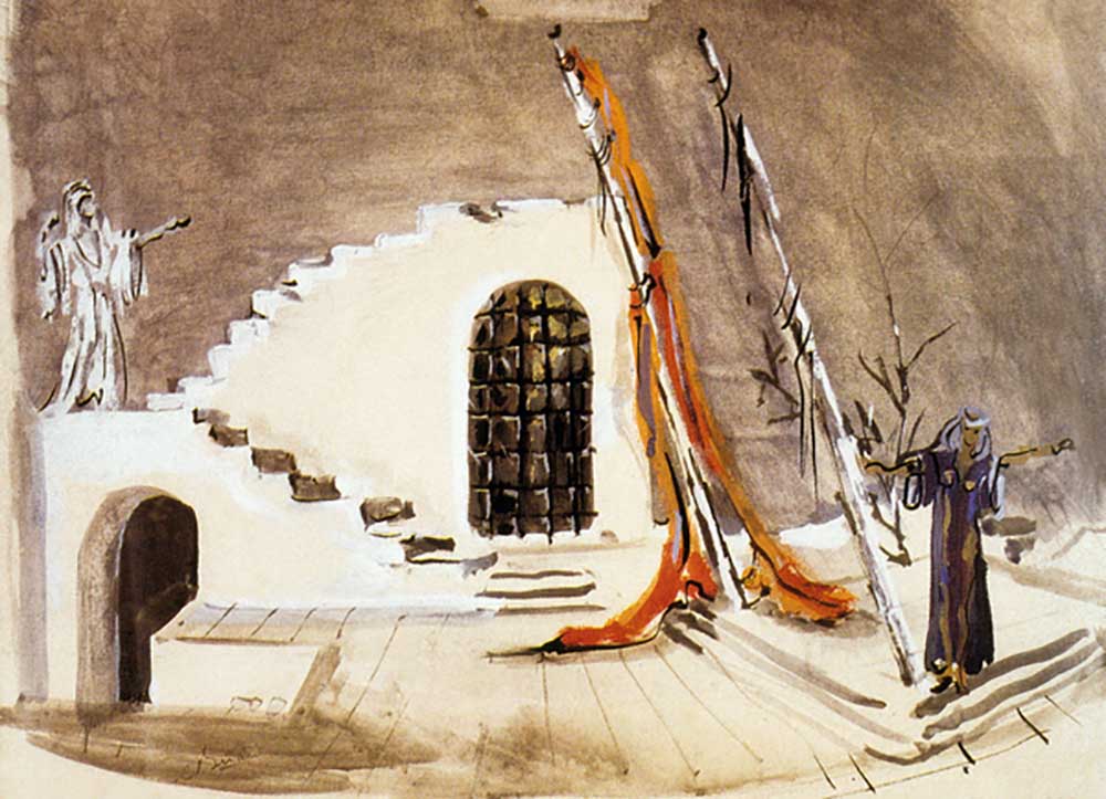 Set design for Sodom and Gomorrah, by Jean Giraudoux, 1943 à Christian Berard