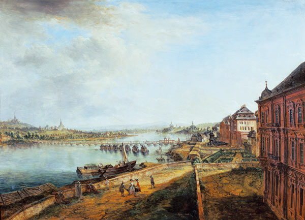 vue sur les rives du Rhin à Mainz à partir de Martinsburg à Christian Georg Schütz l'Ancien