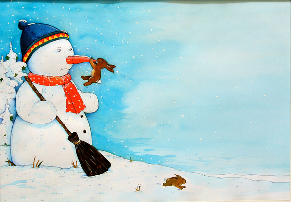 Snowman with Little Rabbit à Christian  Kaempf