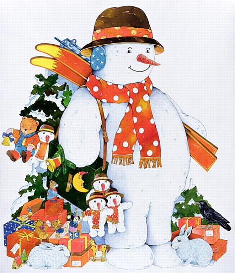 Snowman with Skis, 1998 (w/c on paper)  à Christian  Kaempf