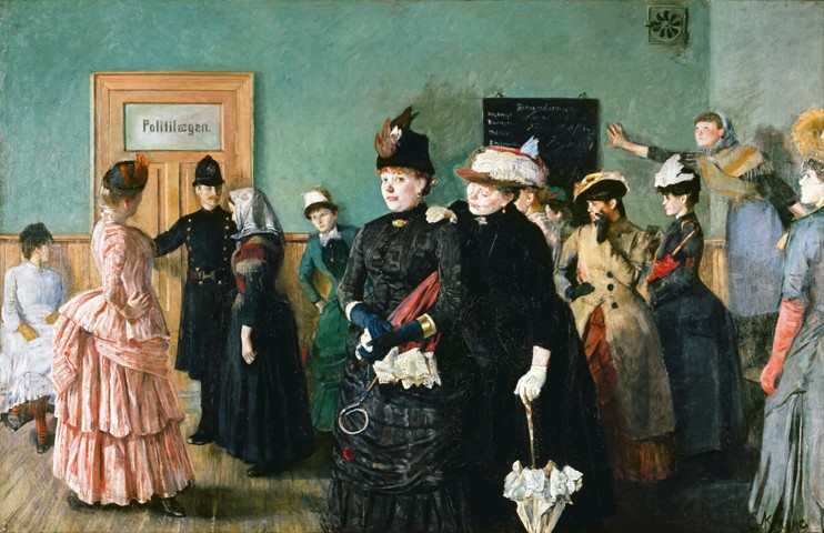 Albertine at the Police Doctor's Waiting Room à Christian Krohg
