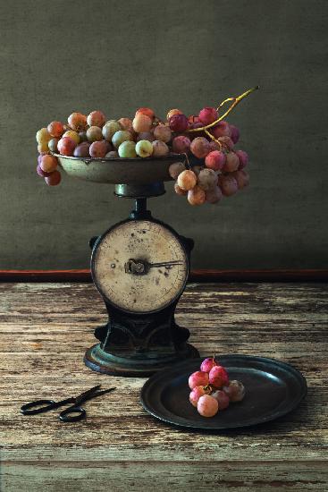 Still Life with Grapes on Scale