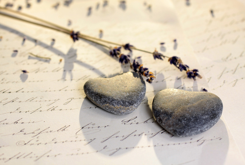 Stone hearts on old letter à Christian Müringer
