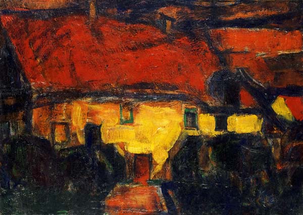 Das gelbe Haus mit rotem Dach à Christian Rohlfs