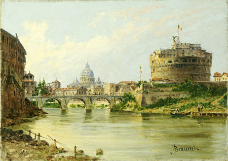 The Tiber With The Castel Sant''Angelo And St à 