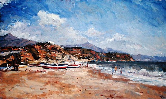 Beach and Mountains, Nerja, 2001(oil on canvas)  à Christopher  Glanville