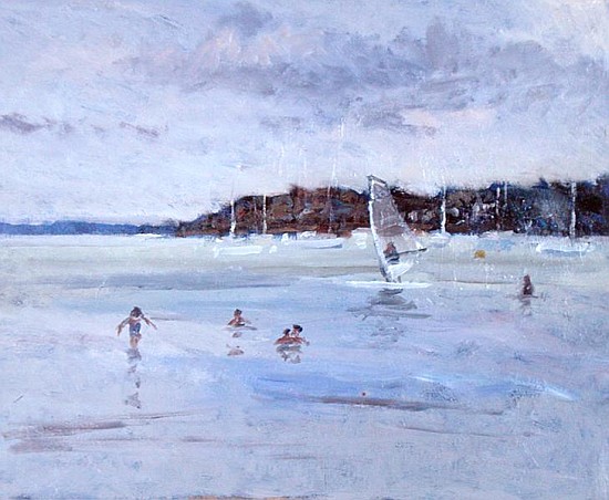 Windsurfer and Bathers (oil on panel)  à Christopher  Glanville