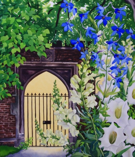 Flowers by a sunlit gateway à Christopher  Ryland