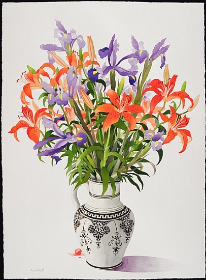 Flowers in a Black and White Jug (w/c)  à Christopher  Ryland