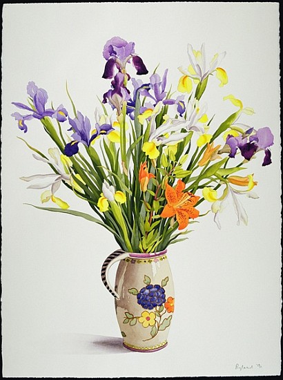 Irises and Lilies in a Dutch Jug (w/c)  à Christopher  Ryland