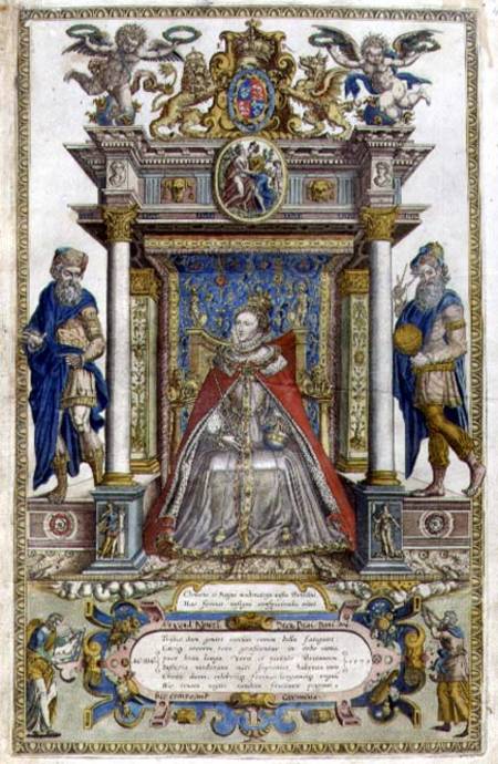 Omega 45.01A The dedication to Queen Elizabeth I from a book of maps of England and Wales à Christopher Saxton