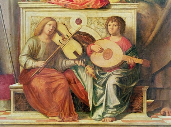 Detail of angel musicians from a painting of the Virgin and saints, 1496-99 à Giovanni Battista Cima da Conegliano