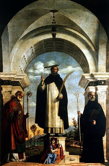 The Martyrdom of St.Peter and 2 saints (altarpiece) à Giovanni Battista Cima da Conegliano