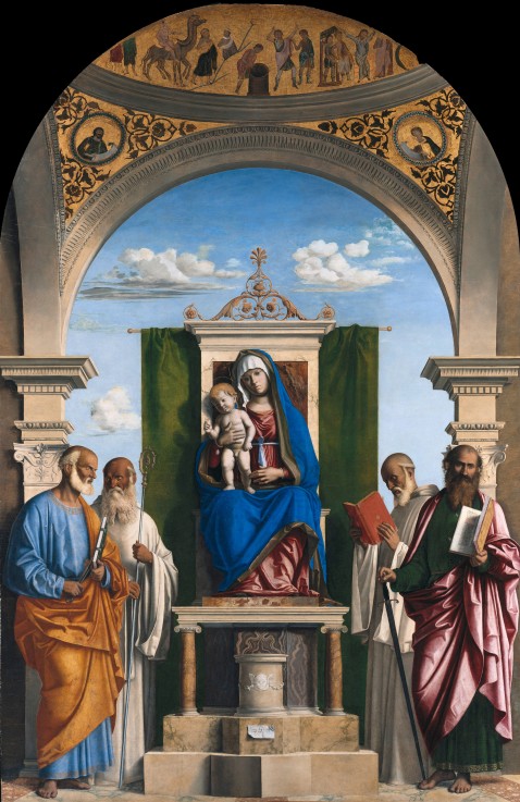 Enthroned Madonna with Child and Saints Peter, Romuald, Benedict and Paul à Giovanni Battista Cima da Conegliano