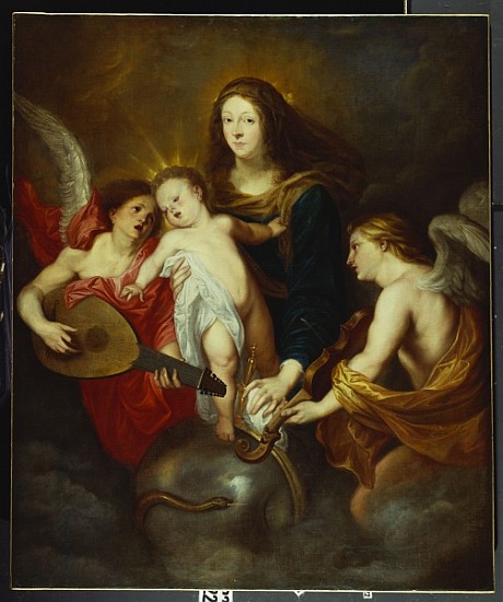 The Virgin and Child Triumphing over Sin with Two Musical Angels à (cercle de) Sir Anthony van Dyck