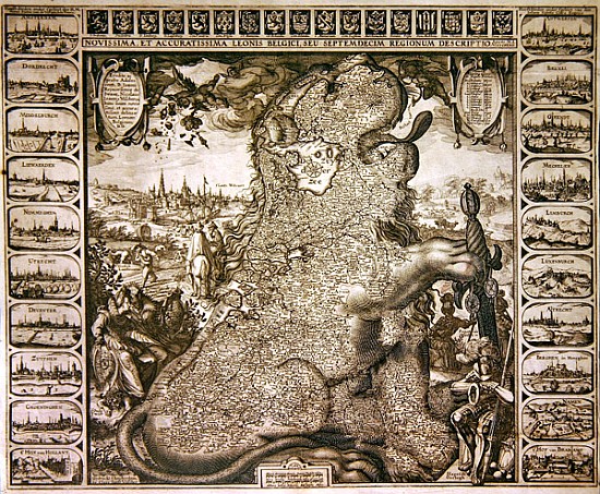 The seventeen regions of the Belgian lion, c.1583 à Claes Jansz Visscher