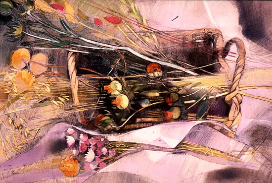 Basket of Dried Flowers ((pastel on paper)  à Claire  Spencer