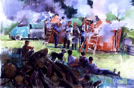 The Charcoal Burners, Wyre Forest (pastel on paper)  à Claire  Spencer
